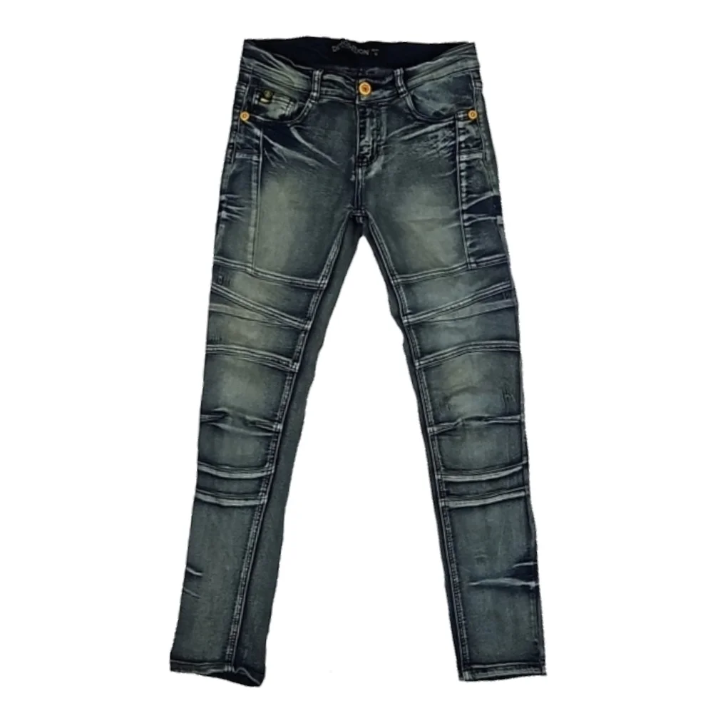 Demolition Distressed Denim Boys Blue Jeans, Skinny Leg, Size 14